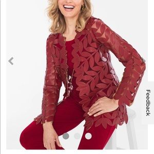 Chico’s Travelers Collection Faux Leather Leaf Jacket